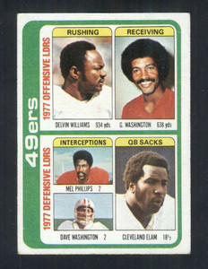 1978 Topps #525 Delvin Williams/Gene Washington/Mel Phillips/Dave Washington/Cleveland Elam TL VG  San Francisco 49ers 