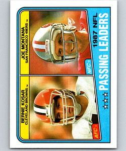 1988 Topps #215 Bernie Kosar/Joe Montana Passing Leaders NM-MT  Cleveland Browns/San Francisco 49ers 