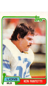 1981 Topps #142 Ken Fantetti VG Detroit Lions 