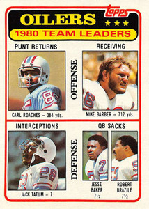 1981 Topps #207 Carl Roaches/Mike Barber/Jack Tatum/Jesse Baker/Robert Brazile TL VG Houston Oilers 