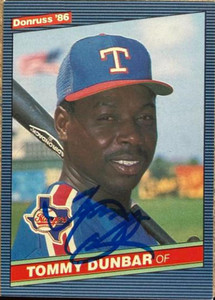 Tommy Dunbar Autographed 1986 Donruss #221 Texas Rangers Card 