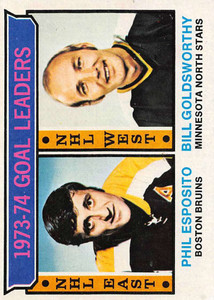1974-75 Topps #1 Phil Esposito/Bill Goldsworthy LL VG  Boston Bruins/Minnesota North Stars 