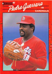 Pedro Guerrero autographed baseball card (St. Louis Cardinals) 1990 Donruss  #BC-6 MVP