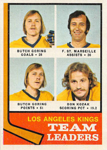 1974-75 Topps #98 Butch Goring/Frank St. Marseille/Don Kozak TL VG  Los Angeles Kings 
