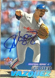 Javier Vazquez Autographed 2001 Fleer Ultra #135 Montreal Expos Card