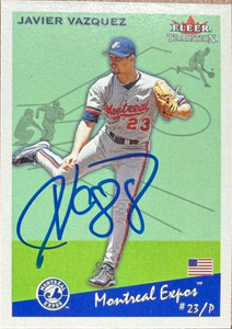 Javier Vazquez Autographed 2002 Fleer Tradition #67 SP Montreal Expos Card