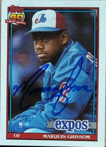 Marquis Grissom Autographed 1991 Topps #283 Montreal Expos Card