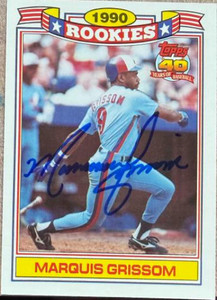 Marquis Grissom Autographed 1991 Topps Glossy Rookies #10 Montreal Expos Card