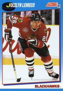 1991-92 Score Canadian Bilingual #447 Jocelyn Lemieux NM-MT  Chicago Blackhawks 