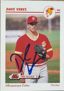 Dave Veres Autographed 1991 Line Drive AAA #21 Albuquerque Dukes Card