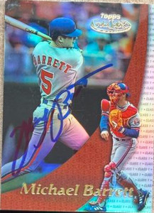 Michael Barrett Autographed 2000 Topps Gold Label #51 Montreal Expos Card 