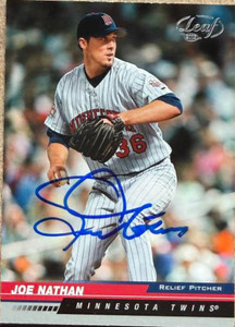 Joe Nathan Autographed 2005 Leaf #118 Minnesota Twins Card