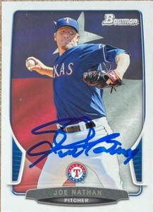 Joe Nathan Autographed 2013 Bowman - State and Home Town #89 Texas Rangers Card