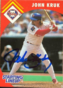 John Kruk Autographed 1995 Kenner Starting Lineup Cards #518440 Philadelphia Phillies Card