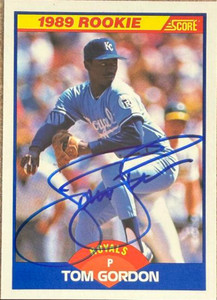 Tom Gordon Autographed 1989 Score #634 RP, RC Kansas City Royals Card
