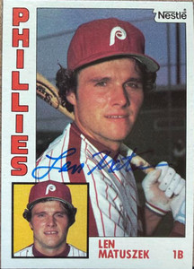 Len Matuszek Autographed 1984 Topps Nestle #275 Philadelphia Phillies Card