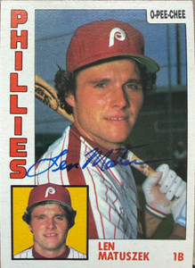 Len Matuszek Autographed 1984 O-Pee-Chee #275 Philadelphia Phillies Card