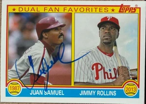 Juan Samuel Autographed 2013 Topps Archives - Dual Fan Favorites #DFF-SR Philadelphia Phillies Card