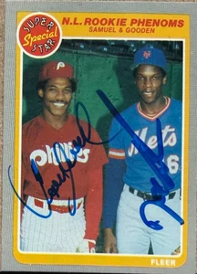Juan Samuel & Dwight Gooden Autographed 1985 Fleer #634 NL Rookie Phenoms