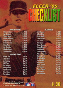 1995 Fleer Update #200 Checklist NM-MT  