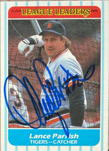 Lance Parrish Autographed 1986 Fleer League Leaders #31 Detroit Tigers Card