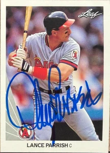 Lance Parrish Autographed 1990 Leaf #195 California Angels Card ID: 203882