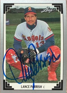 Lance Parrish Autographed 1991 Leaf #368 California Angels Card