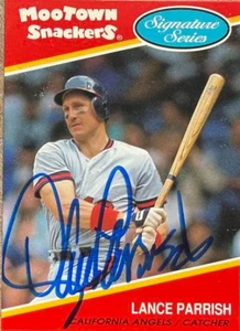Lance Parrish Autographed 1991 MooTown Snackers #20 California Angels Card