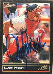 Lance Parrish Autographed 1992 Leaf Black Gold #269 California Angels Card