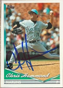 Chris Hammond Autographed 1994 Topps #189 Florida Marlins Card