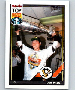 1991-92 O-Pee-Chee #437 Jim Paek NM-MT  RC Rookie Pittsburgh Penguins 