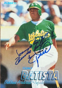 Tony Batista Autographed 1997 Fleer Tiffany #183 Oakland Athletics Card