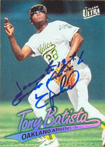 Tony Batista Autographed 1997 Fleer Ultra #108 Oakland Athletics Card