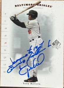 Tony Batista Autographed 2001 Upper Deck Rookie Update - 2001 SP Authentic Update #187 Baltimore Orioles Card