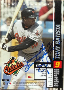 Tony Batista Autographed 2002 MLB Showdown Pennant Run #078 Baltimore Orioles Card