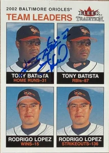 Tony Batista Autographed 2003 Fleer Tradition #4 Baltimore Orioles Card SP