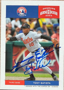 Tony Batista Autographed 2004 Donruss Team Heroes #54 Montreal Expos Card