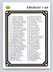 1992-93 Upper Deck #60 Checklist 1-110 NM-MT  