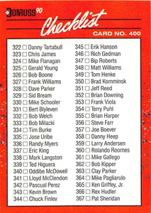 1990 Donruss #400b Checklist 322-419 NM-MT Various 