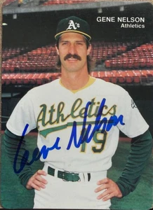 Gene Nelson Autographed 1990 Mother's Cookies Oakland Athletics Card #22