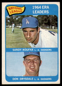 SOLD 104849 1965 Topps #8 Sandy Koufax/Don Drysdale NL E.R.A. Leaders VG  Los Angeles Dodgers 