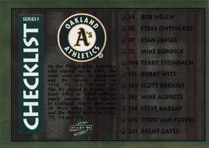 1995 Score Gold Rush #327 Team Checklists NM-MT  Oakland Athletics/Pittsburgh Pirates 