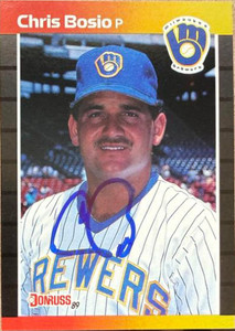 Chris Bosio Autographed 1989 Donruss #412 Milwaukee Brewers Card