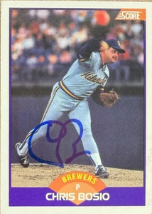 Chris Bosio Autographed 1989 Score #243 Milwaukee Brewers Card