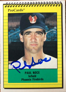 Paul Noce Autographed 1991 Pro Cards #72 Paul Noce Autographed 1991 Pro Cards #72