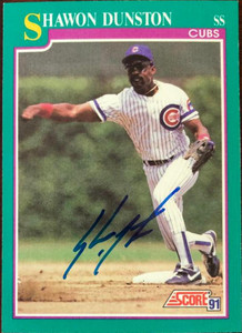 Shawon Dunston autographed Baseball Card (Chicago Cubs) 1988 Score #529