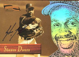 Shawon Dunston Autographed 1996 Pinnacle Aficionado #85