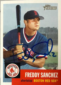 Freddy Sanchez Autographed 2002 Topps Heritage #158 Rookie Card 