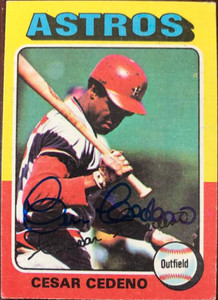 Cesar Cedeno Autographed 1975 Topps Mini #590