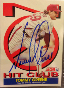 Tommy Greene Autographed 1992 Score #426
